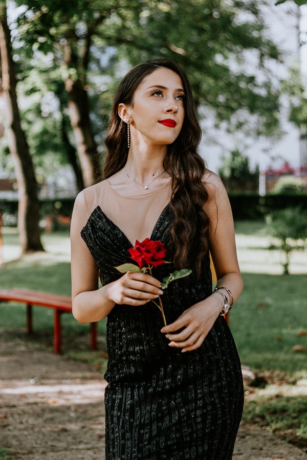 Girl in black.