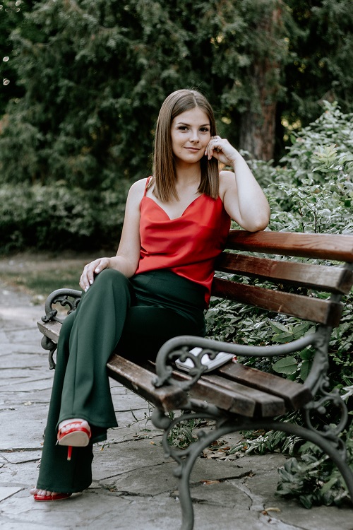 Girl in red.